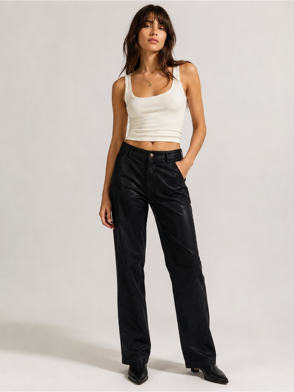 Skea Paris + Vail Black Suedemark Faux Suede Lined Pants